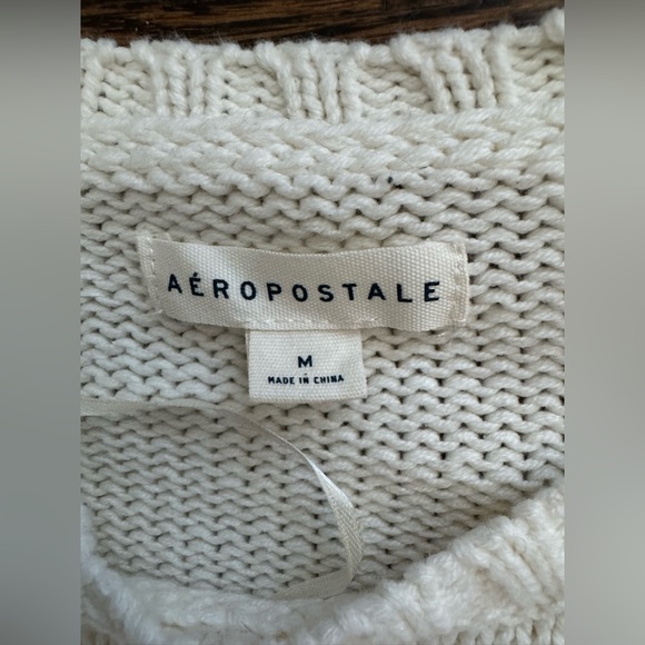 Aero Aeropostale Striped Black White Oversized Crew Pullover Sweater Women M - Picture 6 of 9